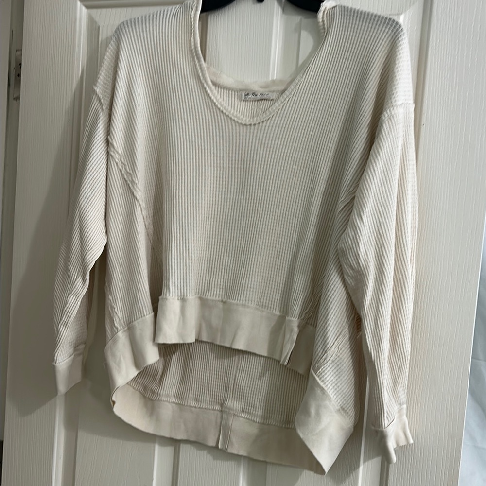 Free people Cream Ribbed Knit Sweater